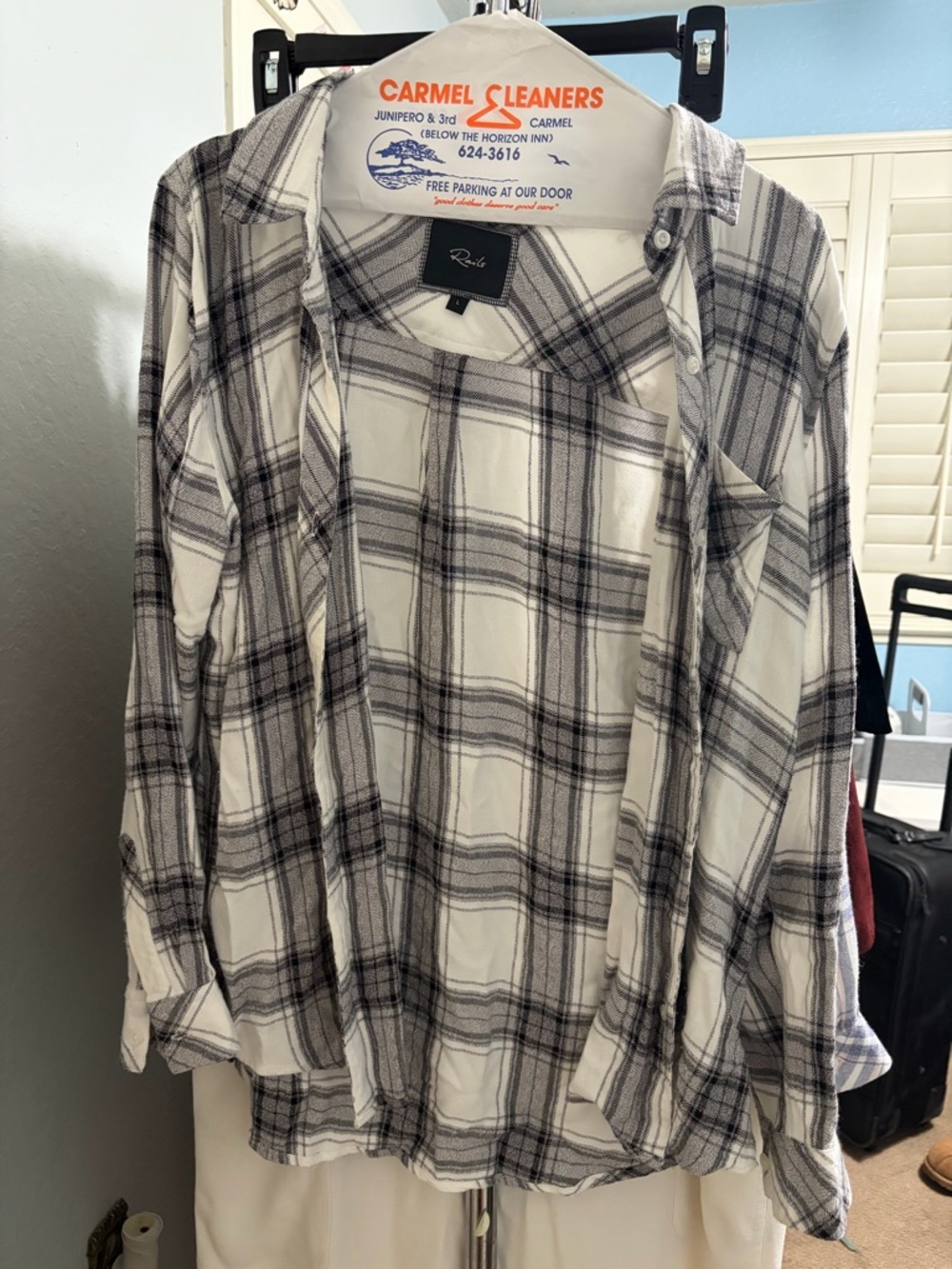 Rails White and Black Plaid Button-Down Shirt